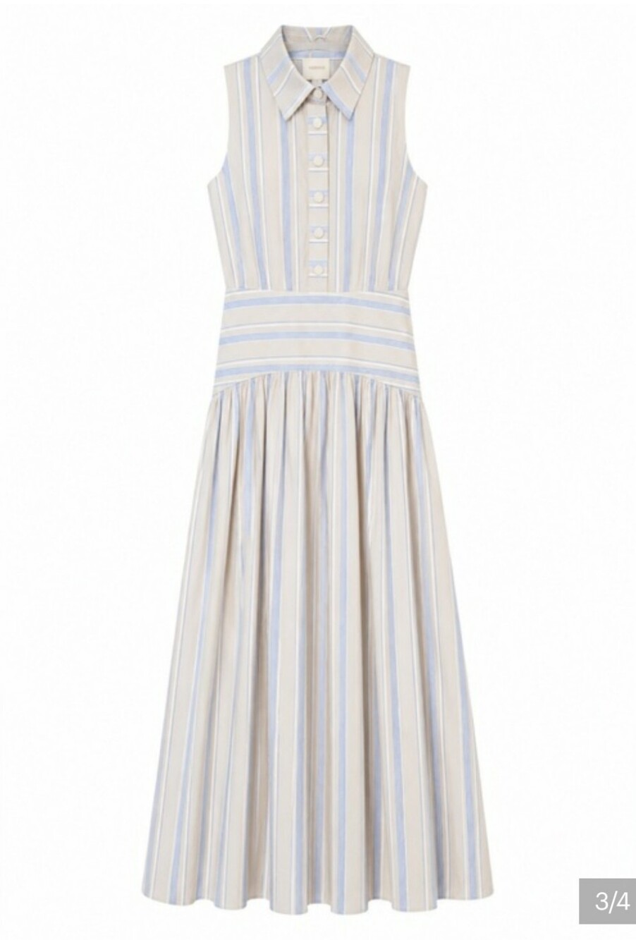 New! Parker Sleeveless Collared Stripe Maxi Dress Y2K Cottagecore Shabby Chic - Picture 3 of 14